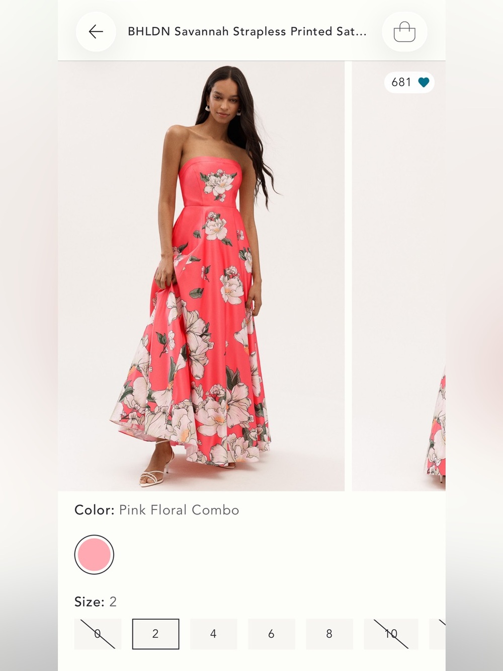 BHLDN Kira Floral Printed Strapless Satin A-line Ball Gown
